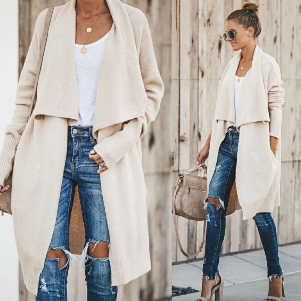 VICI COLLECTION FIRESIDE POCKETED KNIY CARDIGAN (HEATHER GREY)